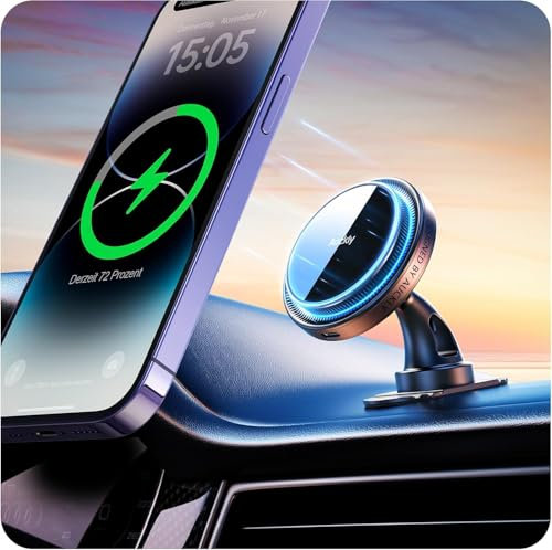 Auckly 15W Magsafe Autohalterung mit Ladefunktion,【3M Halterung】 für das Dashboard Qi Wireless Car Charger KfZ Magnet Handyhalterung für iPhone16 15 14 13 12 Pro Max Mini Plus [A28 ZJ]