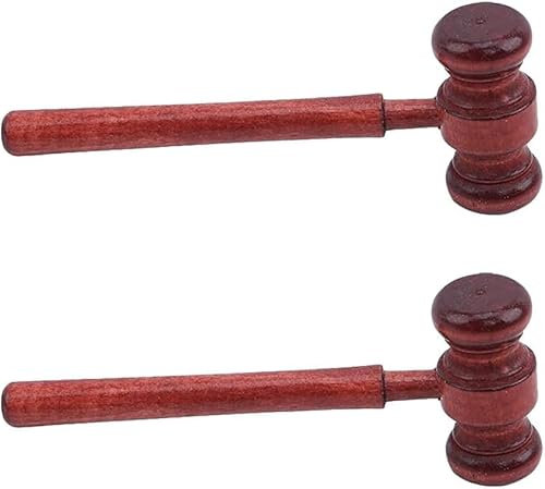 2 martillos de madera para juez, martillos de madera para juez, accesorios de disfraz de juez para abogado, 1.25 x 2.65 x 6.85 pulgadas