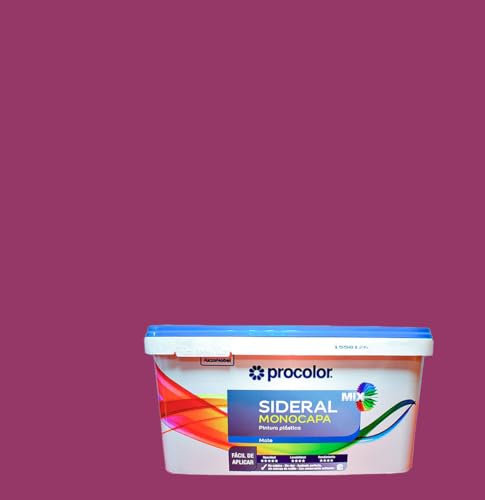 Pintura de Interior Monocapa Sideral Mix. Colores del Mundo. Alta cubrición, Lavable, Colores duraderos. Cubeta de 4 L. (4 L., Morado - Japón)