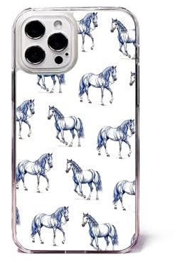 Horse Pattern Blue Horses Phone Case/Cover Compatible with iPhone XR Plastic