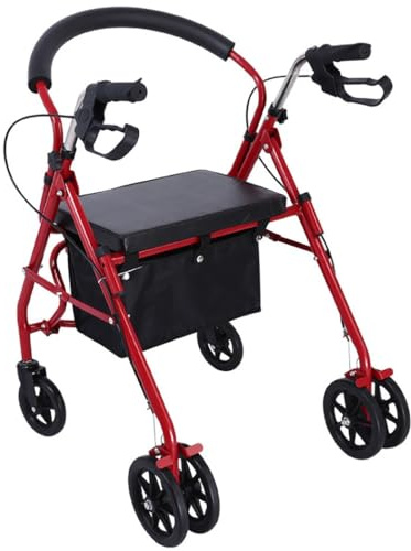 andador para exteriores,Caminador para mayores,Andador plegable ligero,altura ajustable brazo,Andadores Adultos con Asiento red