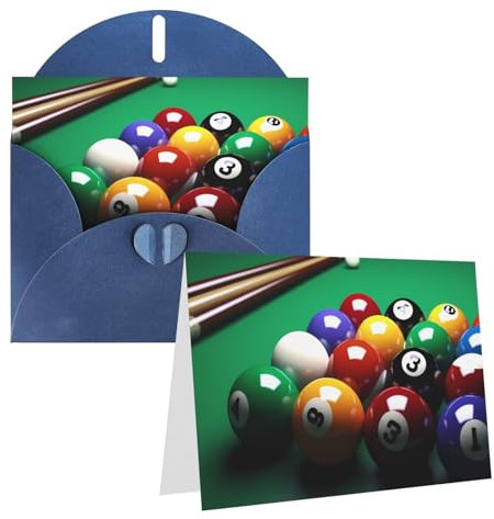 Grußkarten mit Billard-Druck, Dankeskarten, blanko, mit Umschlägen, Geburtstagskarten für alle Anlässe