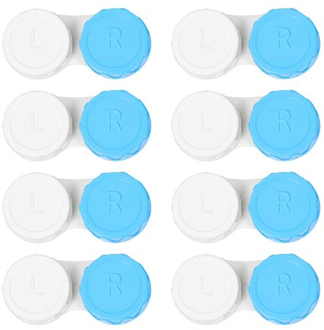 Dhoptical 8 Pack Blue Contact Lens Cases,Outdoor Portable Mini Contact Lens Kit,Perfect for Travel & Everyday Use