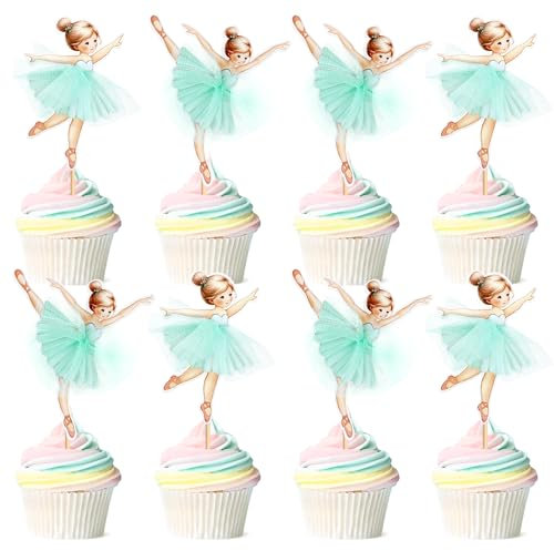 24 Stück Ballerina Cupcake Toppers Grün Ballett Mädchen Cupcake Toppers Ballett Cupcake Dekoration Picks Für Ballerina Thema Baby Dusche Geburtstag Party Kuchen Dekoration Zubehör