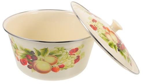 PRETYZOOM Cuenco Esmaltado Con Tapa Con Estampado De Flores Vintage Ensaladera Grande Lavabo Esmaltado Cuencos De Sopa De Chino Cuenco Para Servir Ramen Platos Asiáticos