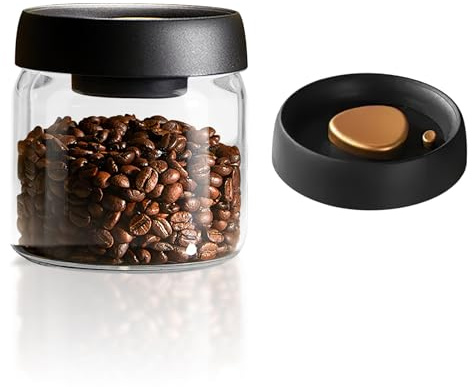 La Llareta 500ml Food Storage Canister, Airtight Coffee Canister, Clear Glass Storage Jar, with ABS Lid, for Coffee, Spices, Sugar, Biscuits, Candies