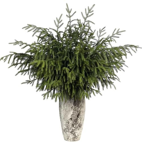 FOTEEWL Real Touch Norfolk - Rama de Pino Artificial de 36 Pulgadas, Ramas de Plantas Verdes Artificiales de Navidad, Tallo de vegetación sintética, púas de Pino para Manualidades, Guirnalda, Navidad