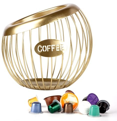 Guolich Stainless Steel Cup Coffee Basket Pods Holder Sturdy for Home or Office Kitchen Counter Organizer Espresso Capsule(GOLD)