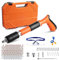 TOOSOAR Pistola Sparachiodi Con 200 Pezzi Rotondi,Portatile Nail Gun a 5 Velocità,per Cemento Armato per Acciaio e Cemento Armato (Arancione)