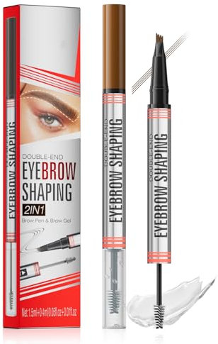 Eyebrow Pencil, 2-in-1 Liquid Eyebrow Pen and Sealing Brow Gel, Brow Pen with Micro-Fork Tip, Smudgeproof Long Lasting Fine Sketch Pen (04# Black)