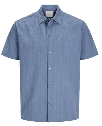JACK & JONES Male Hawaii-Hemd Relaxed Fit Hawaii-Hemd | Baumwolle | Regular Fit | Knopfleiste | unifarben | atmungsaktiv | Knöpfe | modisch-Style | ideal für Streetwear