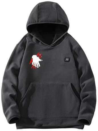 Battnot Beheizbare Sweatershirt Herren Damen Langarm Baumwolle Beheizte Kapuzenpullover Heizly Hoodie USB Elektrisch Beheizbarer Hoodie mit Kapuze Erwachsene Bluse Tops Mantel mit Heizung