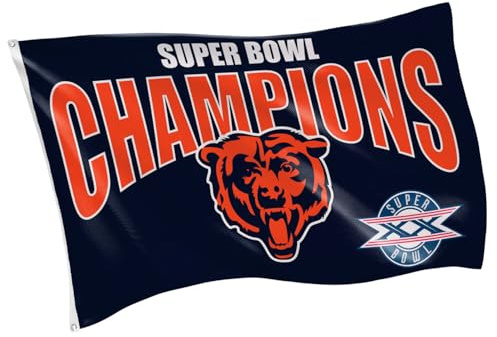 Team Sports America NFL Chicago Bears Multi-Win Superbowl Champions 3x5 Flag for Outside with Grommets | Outdoor & Indoor | Heavy Duty Flag & Banner | Works with Flag Pole for Outside House