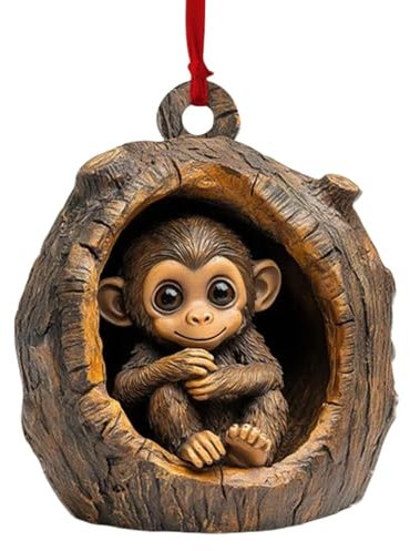 Acrylic Animal Christmas Tree Decorations, 2D Koala Monkey Ornament, Rustic Seasonal Décor, Christmas Ornaments For The Home, 2024 Christmas Bauble For Shelf Bookshelf Shelves Ceiling