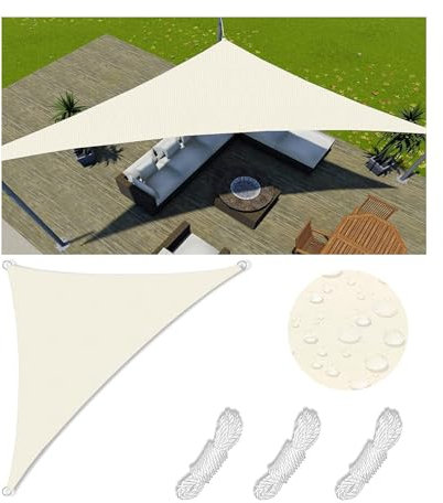 Vela Ombreggiante Impermeabile Tenda da Sole per Esterno Vele Ombreggianti Triangolare Telo Parasole con Fune e Anello D Protezione UV Tenda a Vela per Giardino Balcone Terrazza 7.2x7.2x10.2M
