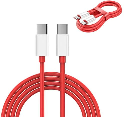 SHUNYABEI 2M 65W USB-C Fast Charger Cable for OnePlus 11/10 Pro/Nord 2T 5G/8/7 Pro/7T/6T/6/5/3 | 480Mbps Data Sync | Fast Charging (Red)