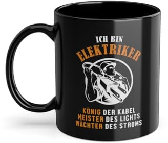 Taza de café Soy electricista electricista ingeniero eléctrico | Electricista Electrónico Electricista Taza Negro (01908W)