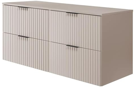 RODAN - Unterschränke fürs Bad 120 cm Kaschmir und Arbeitsplatte 120 cm Kaschmir - Waschbeckenunterschrank - Unterschrank Waschbecken mit Zwei leise schließenden Schubladen - 46x120x57 cm