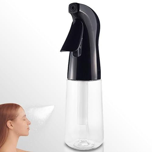 Zuhose Sprühflasche für Haare, 200 ml, kontinuierlicher ultrafeiner Sprühnebel für Haare, Salons, Friseure, Pflanzen, Hautpflege, Reinigung, Schwarz