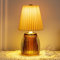 MJ PREMIER Cordless Lamps, Small Battery Operated Lamp Timer, Glass Battery Powered Lamps with Beige Pleated Lamp Shade Modern, Table Centerpiece for Living Room/Bedroom/Tabletop/Entryway (Beige)