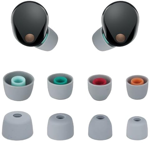 Adhiper 4 Pairs 1000XM5 Replacement Silicone Ear Tips for Sony WF-1000XM5/WF-1000XM4 Earbuds, Eartips with Noise Reduction Sound Enhancement Padded Earplugs, Comfort Soft Anti Slip Ear Buds(Gray)