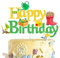 Garden Birthday Party Cake Topper Green Glitter Happy Birthday Cake Topper Gardening Tool Theme Decorations for Gardening Spring Theme Birthday Party Supplies