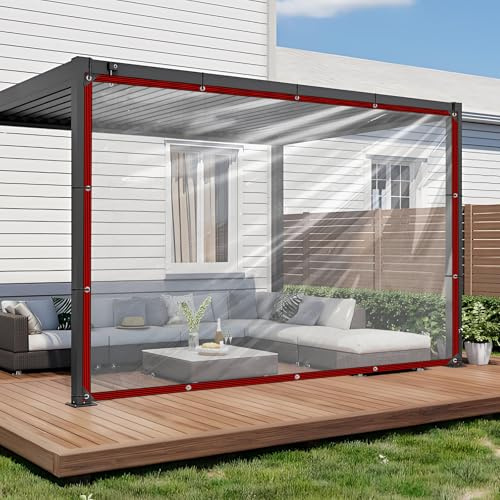 Transparente Plane - 2X2m Transparent Planen Wasserdicht mit ösen Plane Durchsichtig für GewäChshaus Gartenplane Abdeckplane Transparent für Regenschutz terrasse Balkon außenbereich carport