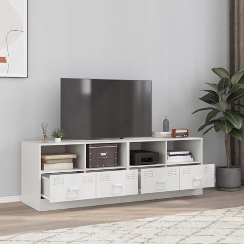 WEMYUFURN Lot de 2 armoires TV blanches, commode, buffet, salon, 67 x 39 x 44 cm, acier