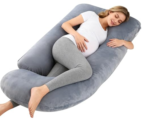 SOARFLY Schwangerschaftskissen, U-förmiges Ganzkörperkissen, Stillkissen Seitenschläferkissen, abnehmbarem Bezug, Pregnancy Pillow unterstützt Rücken, Beine & Bauch, (Velours 155cm)