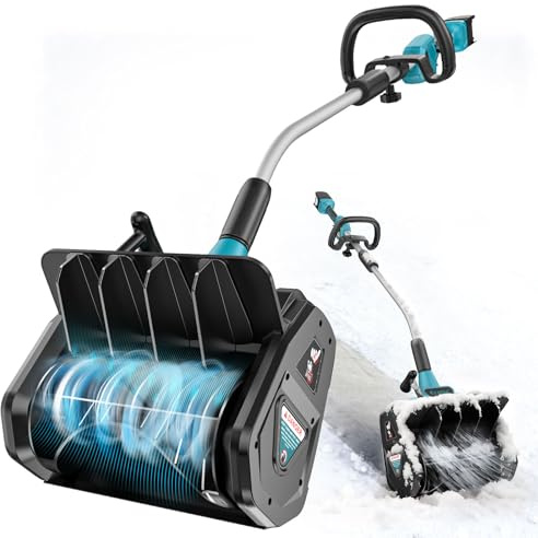 Ecarke Akku-Schneefräse – kompatibel mit Makita 18V Akku, 1000 W Brushless-Motor, 20 cm Räumhöhe, 7-8 m Wurfweite, 33,5 cm Arbeitsbreite, 30° verstellbar (Akku Nicht enthalten)