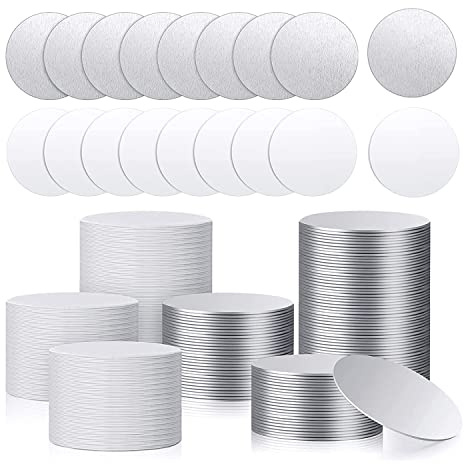BLASHRD Sublimation Blank Aluminium Aufkleber Set, Rund, LüNette, AnhäNger, Tablett, Aluminium Blech, Sublimation Blank Scheiben (100 StüCk)