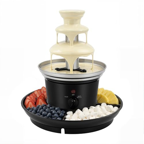 Fontana di cioccolato a 3 livelli con 5 forchette e vassoio per snack, fonduta di cioccolato, fonduta di cioccolato, macchina elettrica per feste