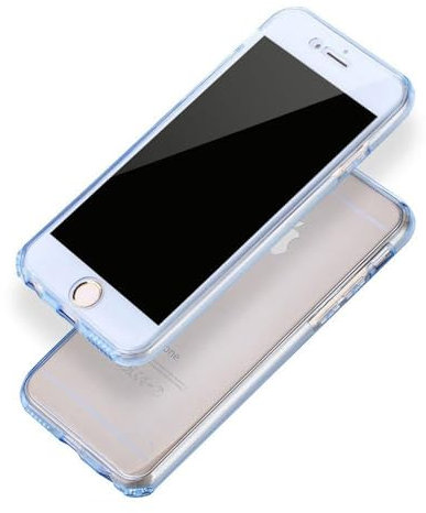 Case Cover trasparente antiurto in silicone 360 ° ibrida protettiva per Apple iPhone 5 / 5s / Se Trasparente Blu (Transparent Blue)