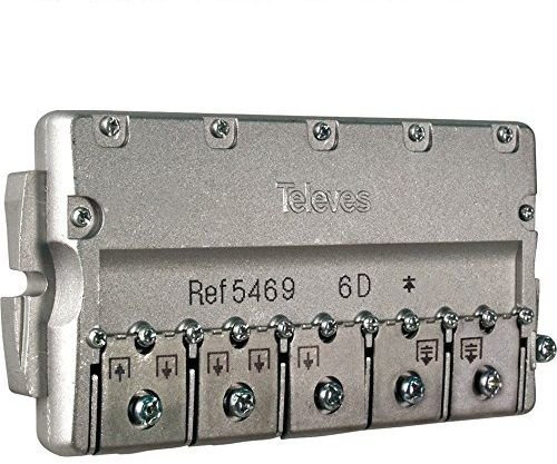 CABLEPELADO - Repartidor Distribuidor - Splitter - coaxial - conexión easyF - mínima amortiguación de señal - 5-2400mhz - 6 Salidas