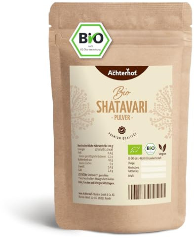 Shatavari Pulver Bio (250g) | feines Shatavaripulver in Bio-Qualität | Klassiker aus dem Ayurveda | 100% naturrein | Ideal als Zugabe in Smoothies, Säften, Shakes & Co. | vom Achterhof