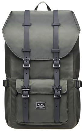 KAUKKO Rucksack Damen Herren Daypack mit Laptopfach für 15 Zoll Notebook für Schule, Uni, Reisen, Wandern, 22L, Grün