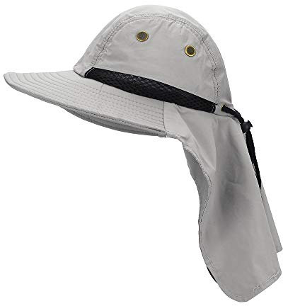MK MATT KEELY Outdoor Herren Sommer Hals Klappe Sonnenhut Boonie Hut Große Krempe Sonnenschutz Bucket Herren Fischerhut Wanderhut Einheitsgröße,Grau