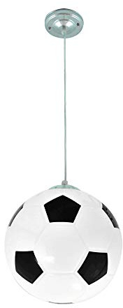Fußball Deckenleuchte Pendelleuchte Glaskugel Fußball Lampenschirm E27 Lampenfassung (Weiß und Schwarz, Pendelleuchte)