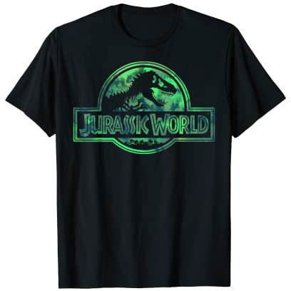 Jurassic World Green Teal Watercolor Logo T-Shirt