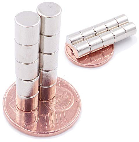 Brudazon | 15 Mini Scheiben-Magnete 6x6mm | N52 stärkste Stufe - Neodym-Magnete ultrastark | Power-Magnet für Modellbau, Foto, Whiteboard, Pinnwand, Kühlschrank, Basteln | Magnetscheibe extra stark
