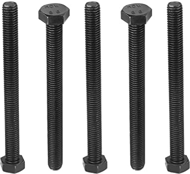 MroMax Lot de 5 vis à tête hexagonale M10 x 110 mm en acier au carbone anti-rouille métrique, filetage complet, noir