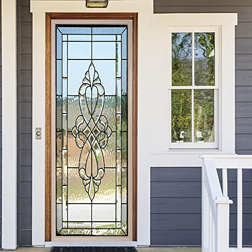Alwayspon Modern Art Stained Glass 3D Door Sticker, Peel and Stick Removable Vinyl Door Decals for Home Decor, 32.3x78.7(82x200cm), 2 Pcs Set