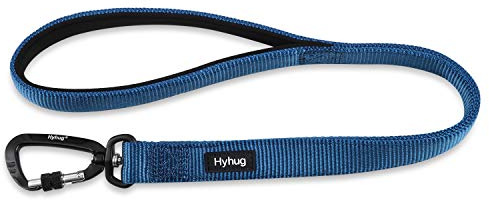 Lightweight Aluminum Alloy Hook Buckle, High-grade Upgraded Traffic Durable Nylon 24 inch Short Leash, with soft Neoprene Lining Handle, Professional Training(24 inches long, classic blue) | Durable for loose-leash training, fits S/M/L dogs. For walks/jogs/hikes & crosswalks – control & safety. Blue