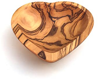 Generisch Schale in Herzform, Nußschale, Beilageschale, Seifenablage, handgefertigt aus Olivenholz