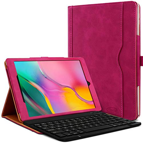 Étui Housse de Protection et Mode Support Horizontal Couleur Rose Fuschia avec Clavier Français Azerty Connection Bluetooth pour Tablette Samsung Galaxy Tab A 10.1 SM-T510