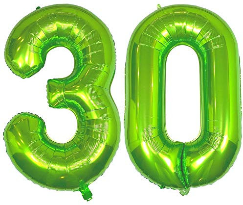 DIWULI Luftballon 30 Geburtstag XXL Grün - Zahl 30 Ballon