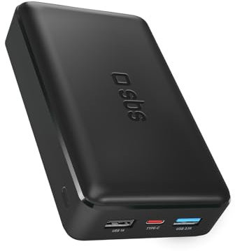 SBS PowerBank 20K SLIM, 20.000mAh, Power Bank con Ricarica Rapida, Intelligent Charge (IC), LED di Carica, 1x USB-C, 2x USB-A, Caricabatterie Portatile da Viaggio, Design Compatto, Nero