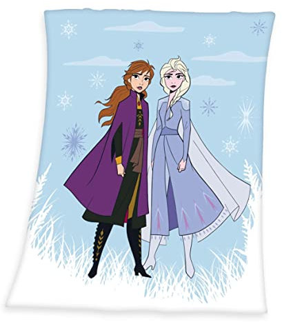 Arle-Living Fleece Decke Motiv : Eiskönigin 2-130x160 cm ELSA und Anna - Kuscheldecke Kinderdecke Schmusedecke Fleecedecke