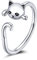 Qings Schöne Katze Verstellbarer Ring 925 Sterling Zirkonia Tier Ring Silber Einfache Niedliche Haustier Kitty Stapelbar Aussage Hochzeit Verlobung Fingerringe Modeschmuck Geschenke für Mädchen Frauen