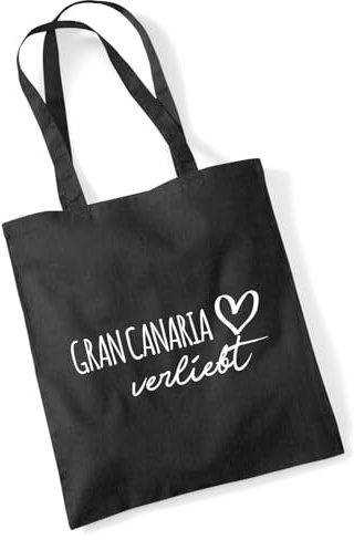 Huuraa Jutebeutel Gran Canaria verliebt Geschenk | Baumwollbeutel 10 Liter Stoffbeutel Beutel aus Baumwolle Tasche Geschenkidee Einkaufstasche Langen Henkel